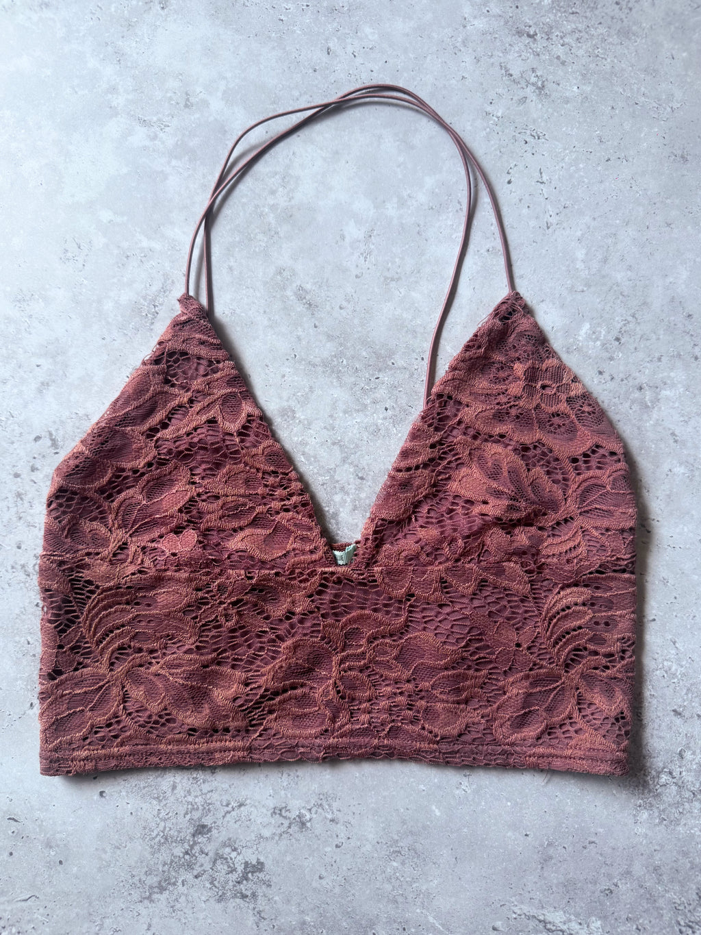 Kimchi Blue Mauve Lace Halter Crop Top