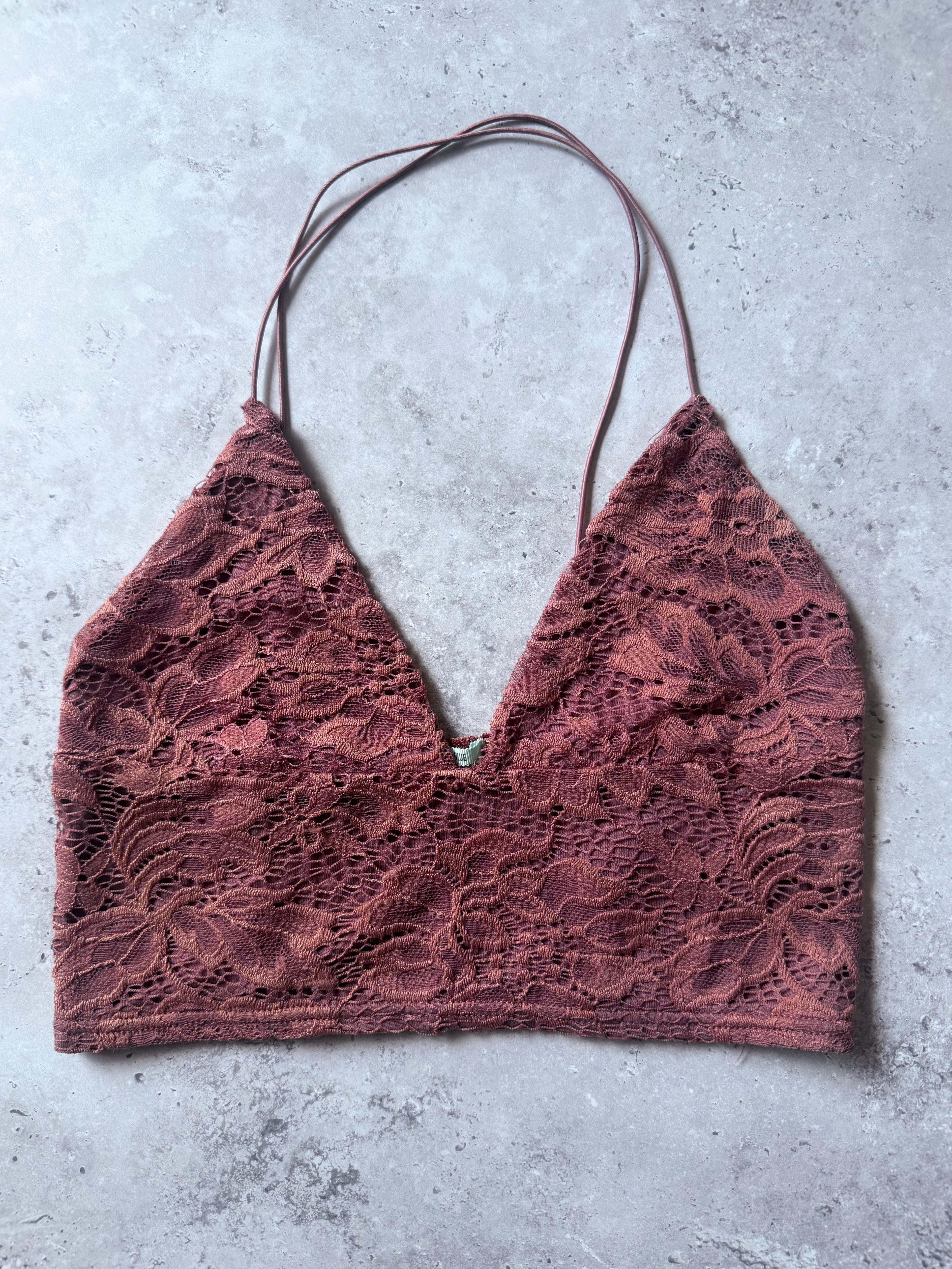 Kimchi Blue Mauve Lace Halter Crop Top