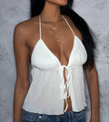 Princess Polly White Tie-Front Halter Top