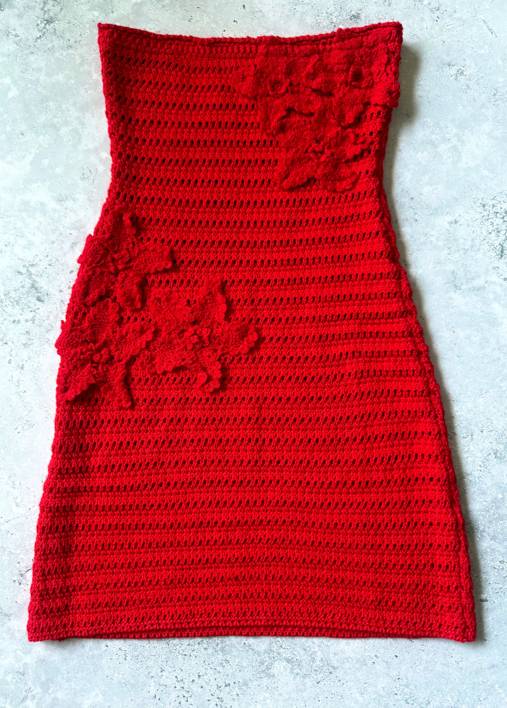 Peppermayo Red Crochet Mini Dress