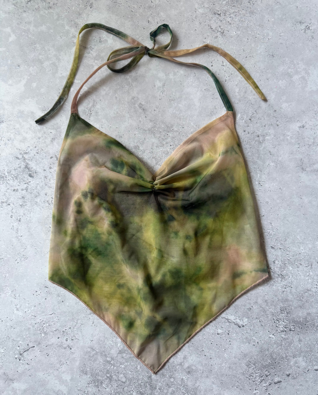 Peppermayo Green Tie-Dye Sheer Halter Top