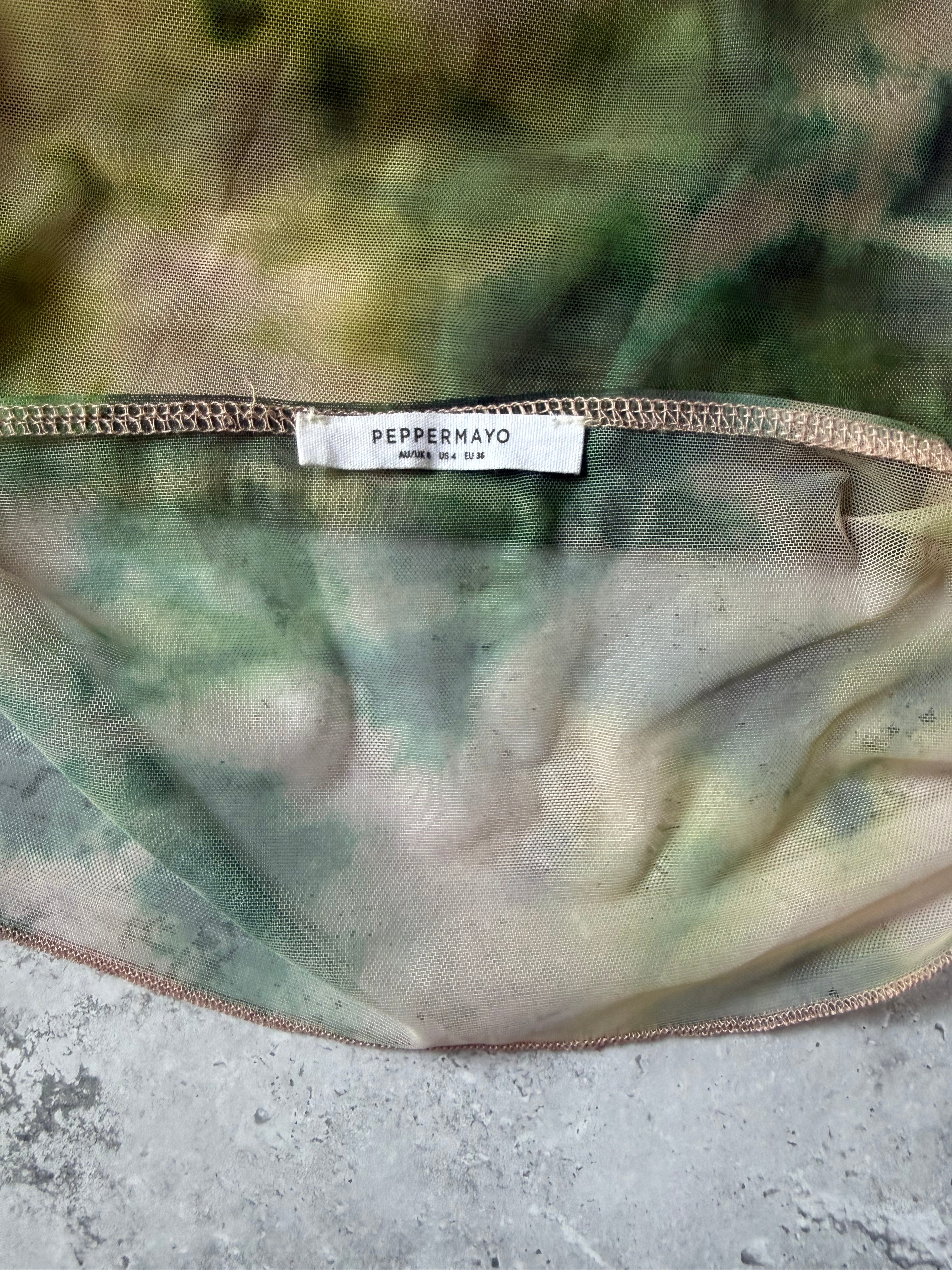 Peppermayo Green Tie-Dye Sheer Halter Top