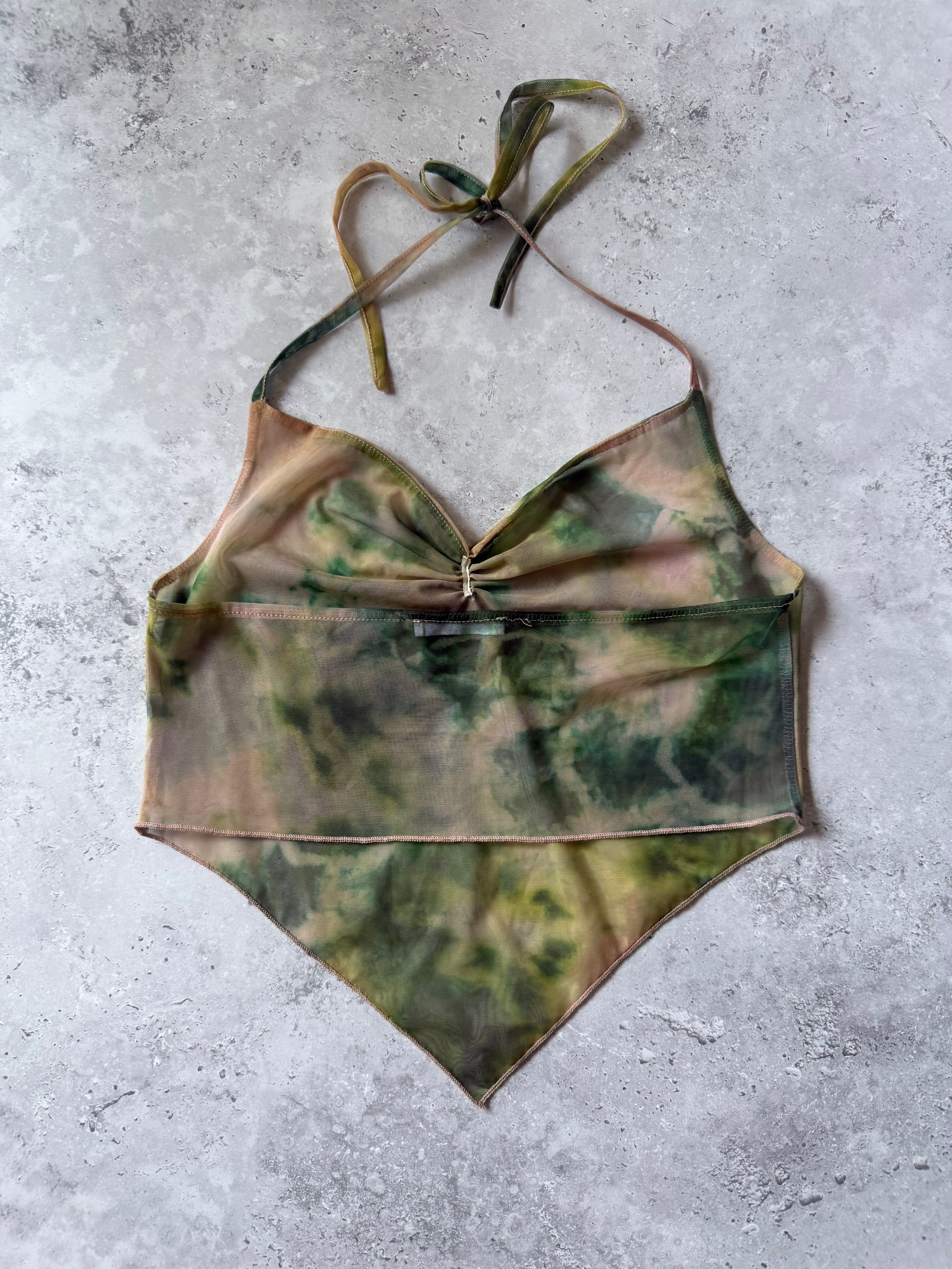 Peppermayo Green Tie-Dye Sheer Halter Top