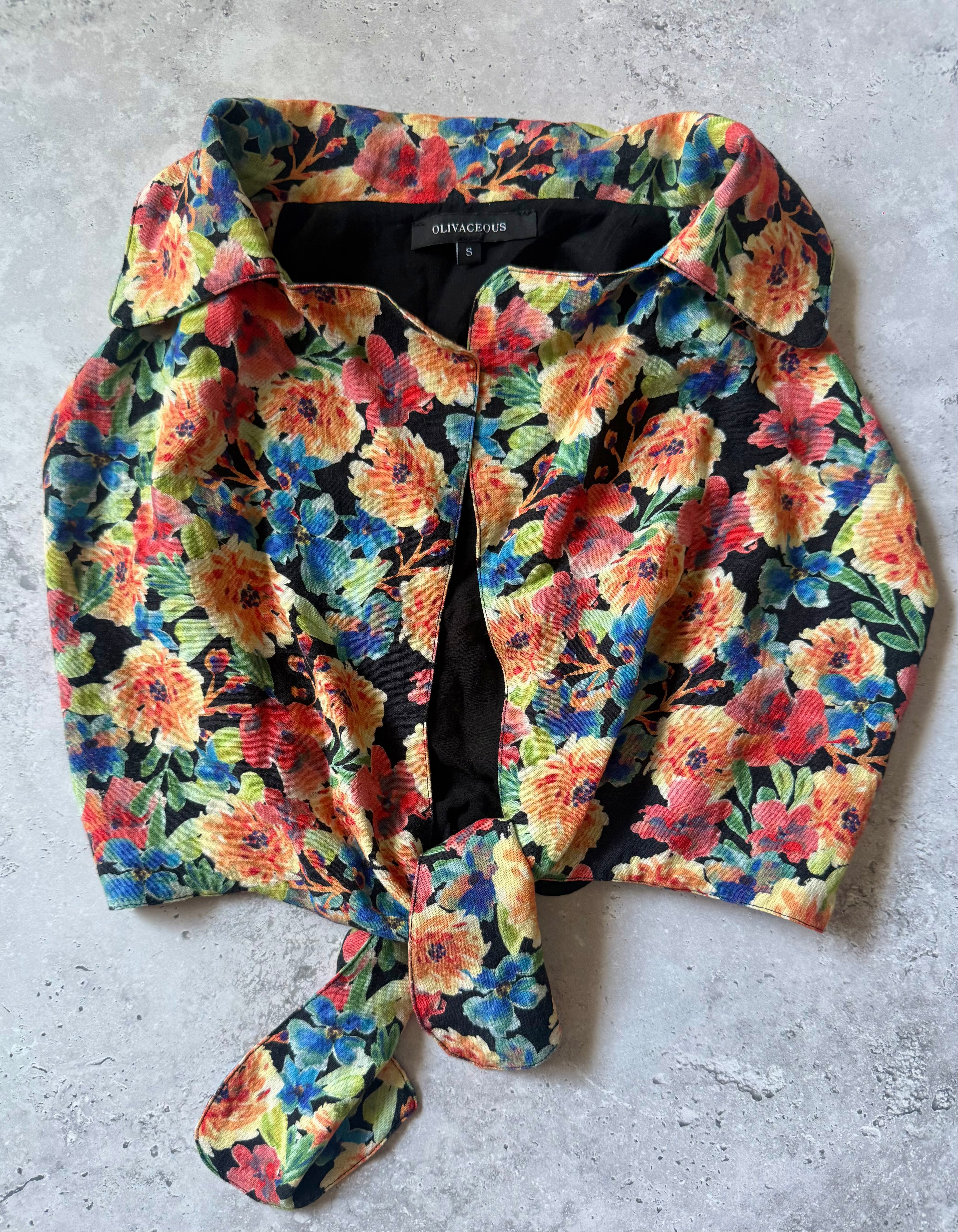 Y2K Tropical Floral Tie Front Halter Top