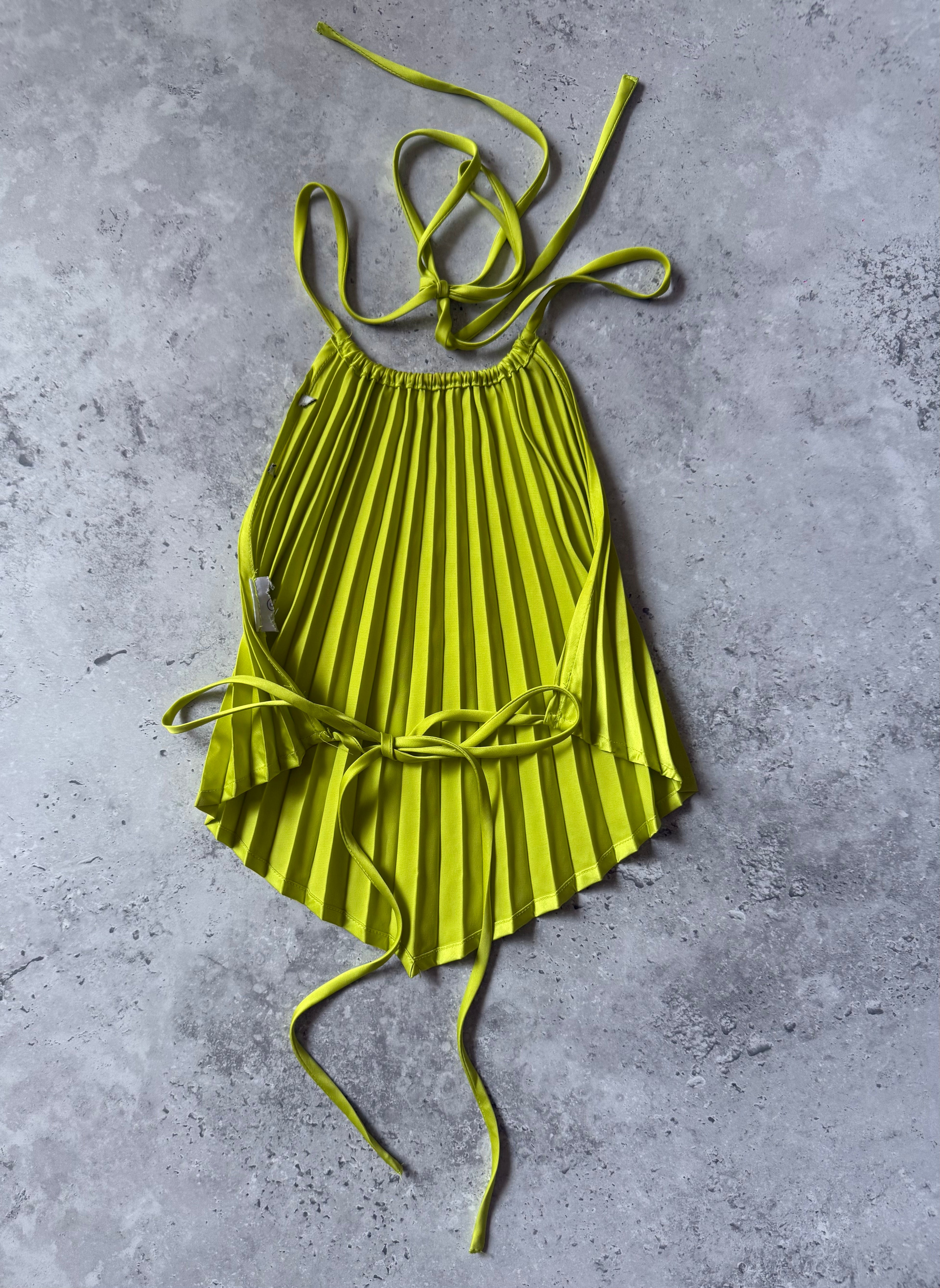 Lime Green Pleated Halter Top
