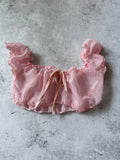 Coquette Pink Off-The-Shoulder Sheer Crop Top