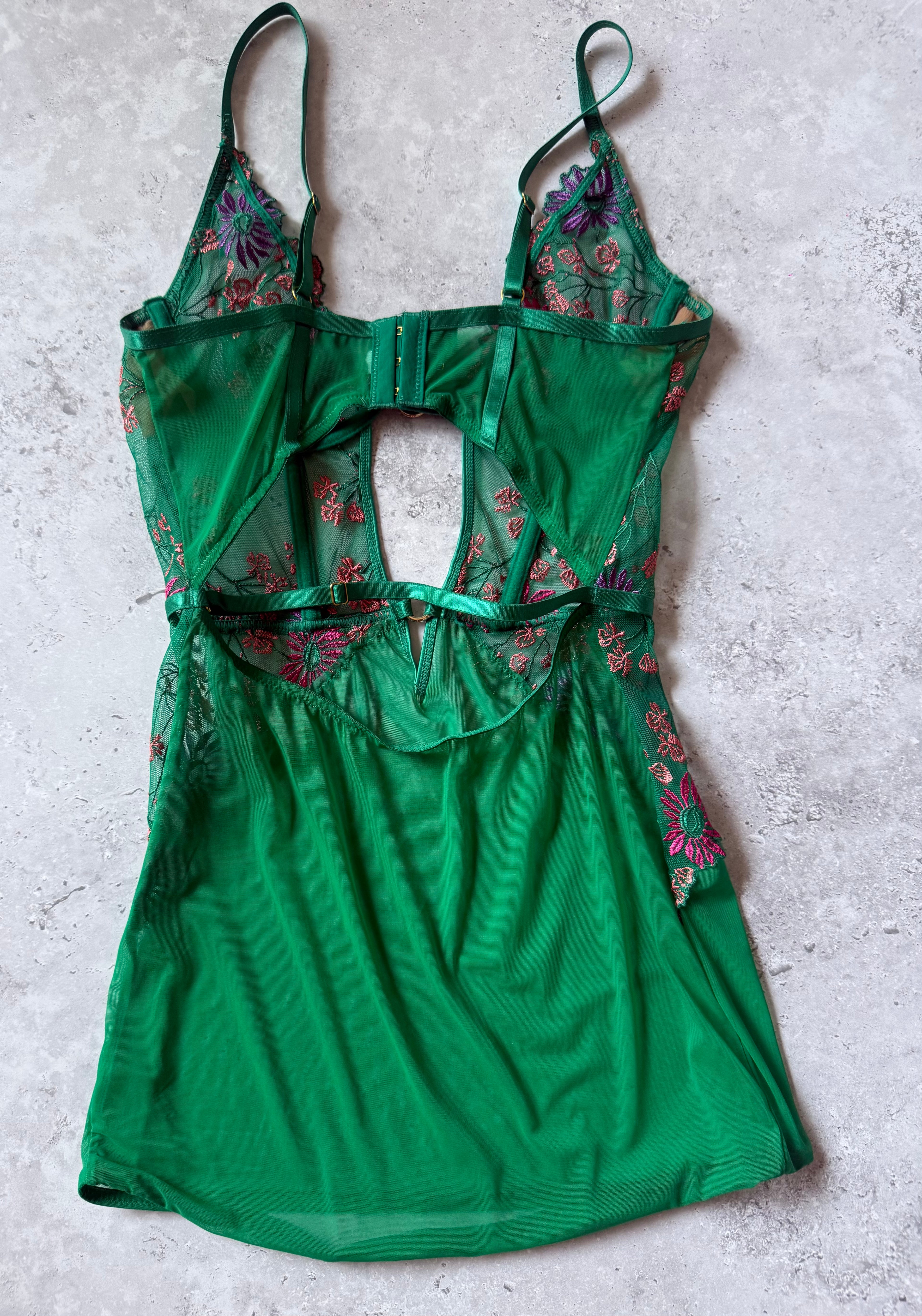 Yandy Emerald Green Embroidered Lace Babydoll