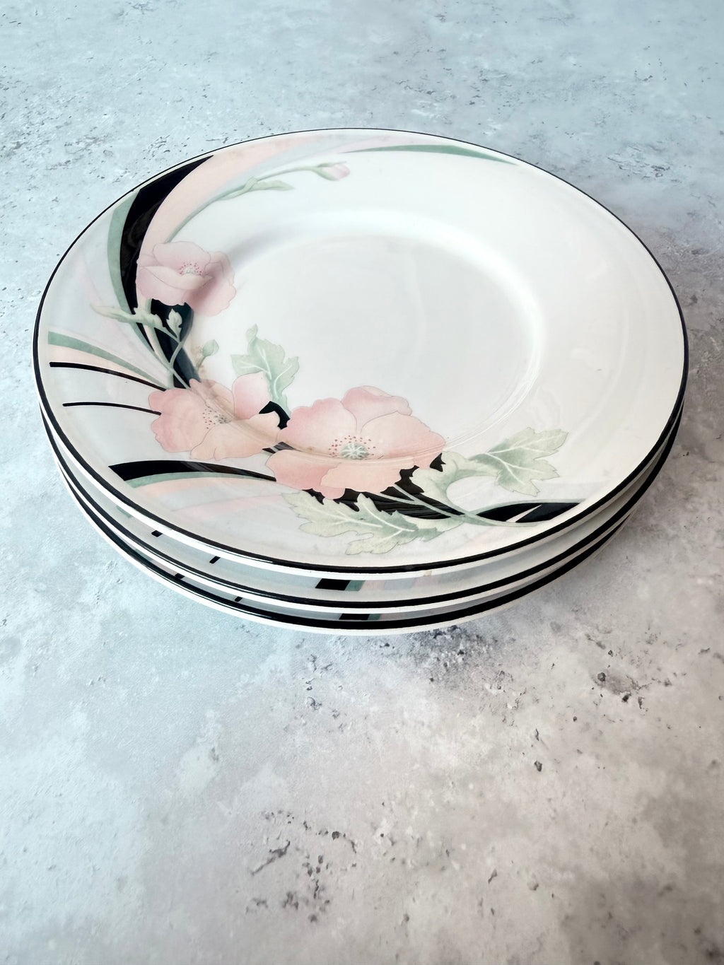 Vintage 1980s Sango Jolie Floral Bread Plates – Set of 3