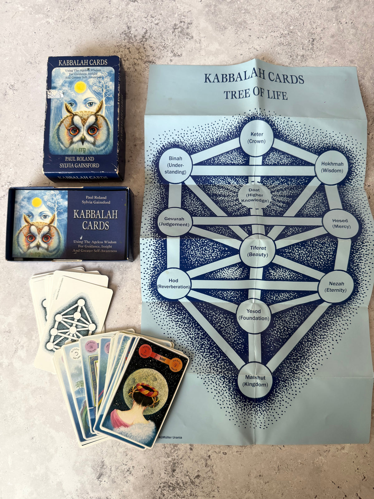 Rare Vintage Kabbalah Cards Deck & Book Set by Paul Roland